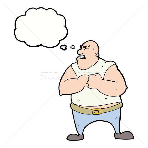 [[stock_photo]]: Cartoon · violent · homme · bulle · de · pensée · main · design