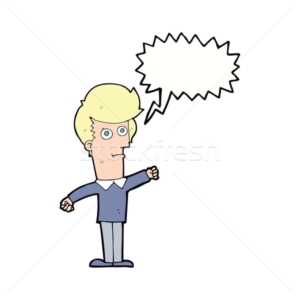 cartoon man punching with speech bubble Stock photo © lineartestpilot