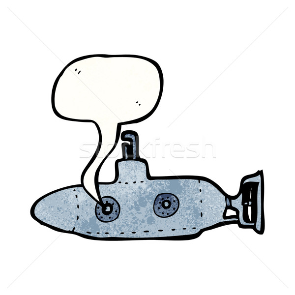 Desen animat submarin vorbesc retro desen drăguţ Imagine de stoc © lineartestpilot
