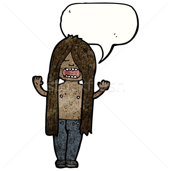 Hosszú hajú hippi férfi retro rajz férfi Stock fotó © lineartestpilot