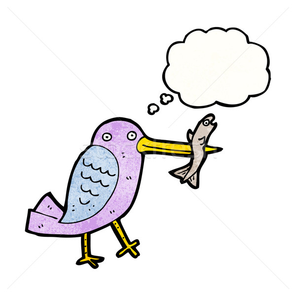 Cartoon vogel vis kunst retro tekening Stockfoto © lineartestpilot
