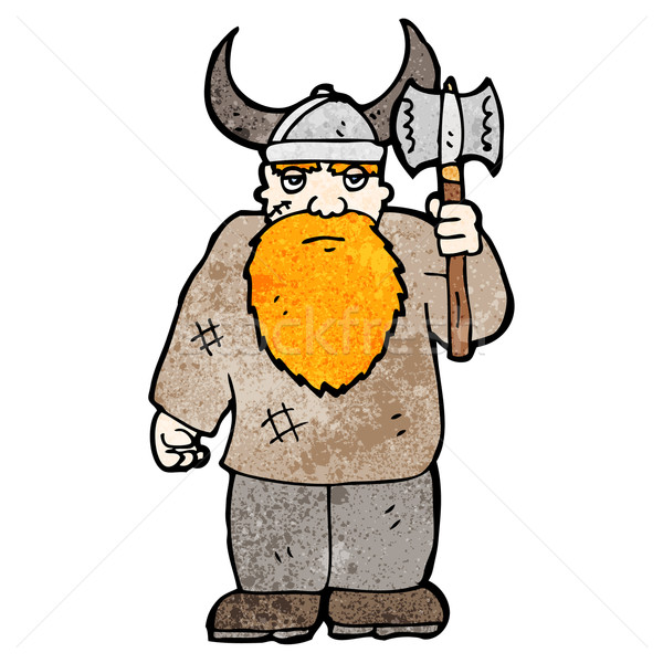 Cartoon viking ax art rétro dessin [[stock_photo]] © lineartestpilot