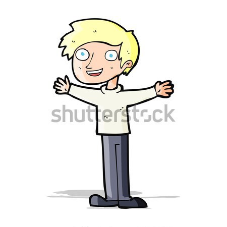 Desen animat entuziast om mână fericit proiect Imagine de stoc © lineartestpilot