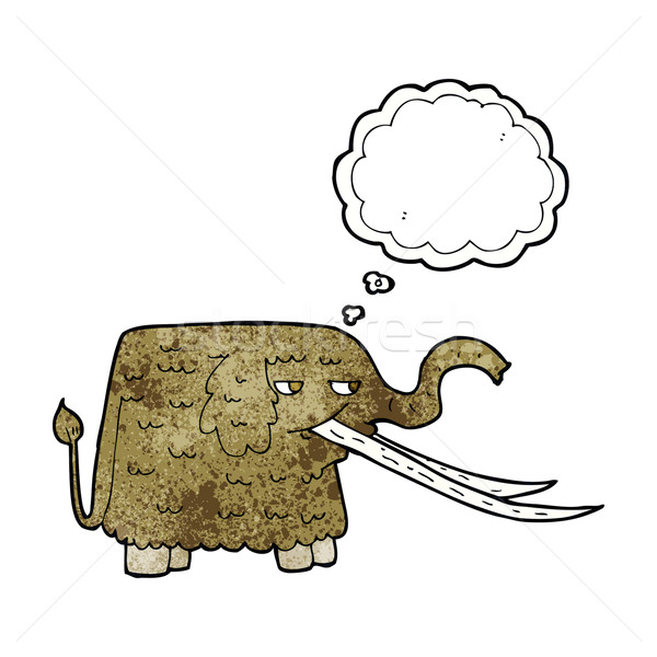 cartoon woolly mammoth with thought bubble Stock photo © lineartestpilot
