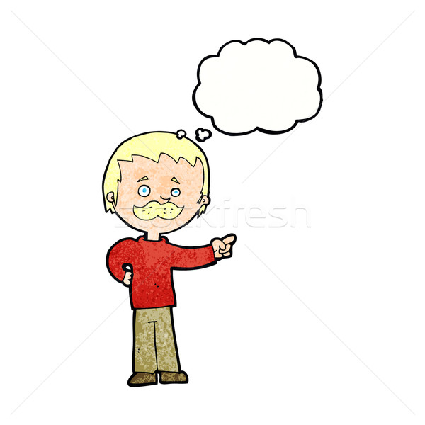 cartoon man with mustache pointing with thought bubble Stock photo © lineartestpilot