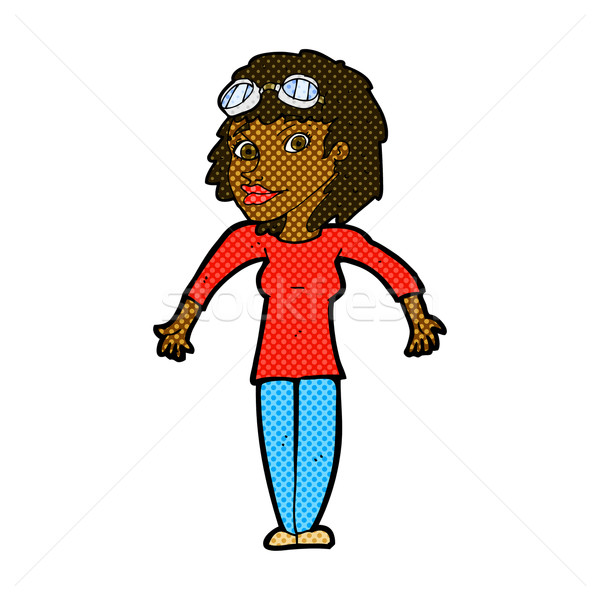 comic cartoon woman wearing goggles Stock photo © lineartestpilot