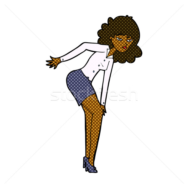 Komiks cartoon zły kobieta kolano retro Zdjęcia stock © lineartestpilot
