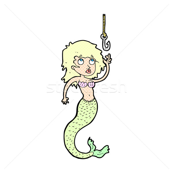 comic cartoon mermaid and fish hook Stock photo © lineartestpilot