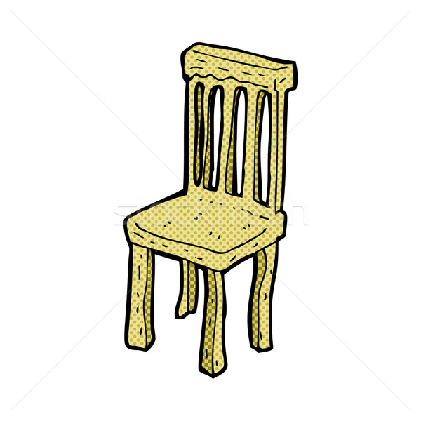 Komische cartoon oude houten stoel retro Stockfoto © lineartestpilot