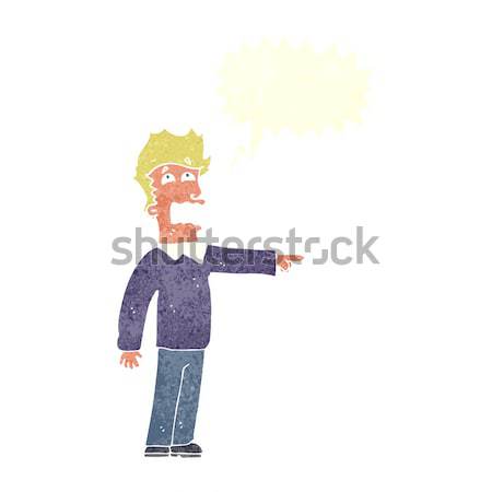 Stock photo: cartoon terrified man with thought bubble