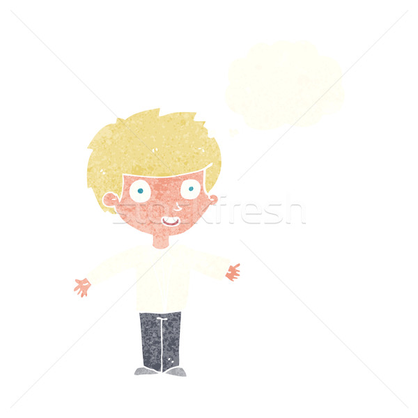 cartoon happy boy with thought bubble Stock photo © lineartestpilot