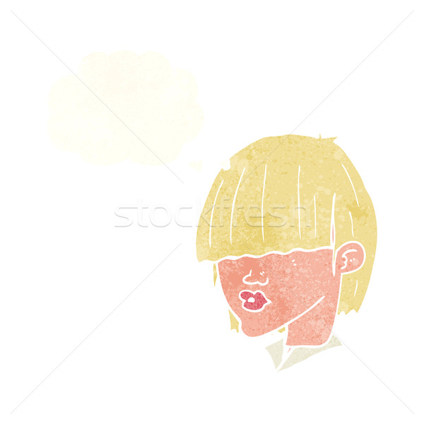Karikatur Mode Haarschnitt Gedankenblase Hand Design Stock foto © lineartestpilot