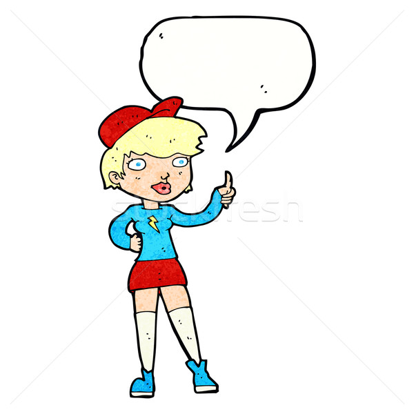 Karikatur Skater Mädchen Symbol Sprechblase Stock foto © lineartestpilot