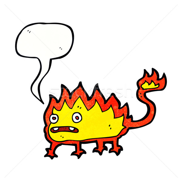 Desen animat incendiu demon bule de vorbire mână Imagine de stoc © lineartestpilot