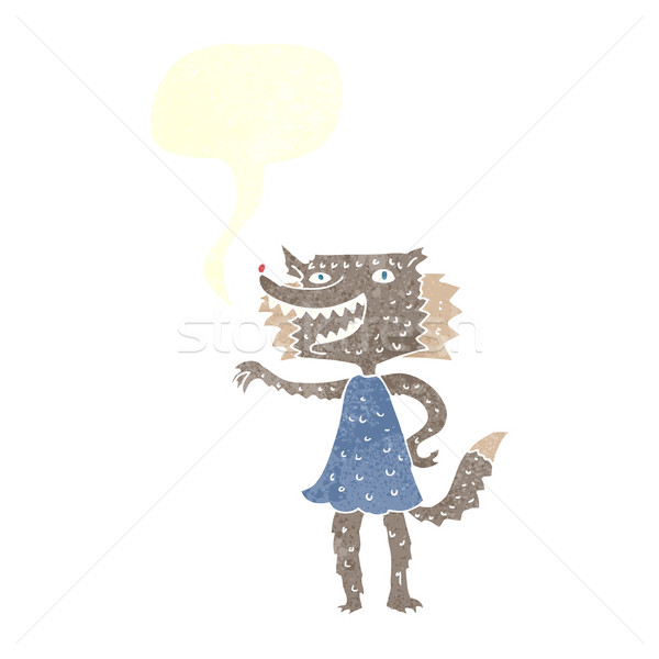 Cartoon loup fille bulle femme main [[stock_photo]] © lineartestpilot