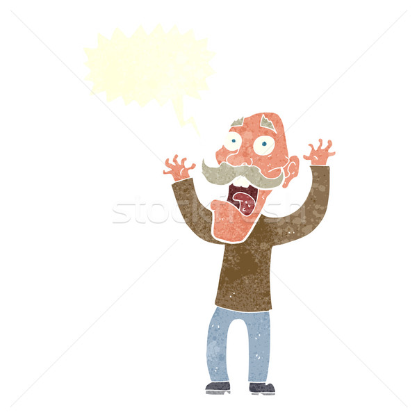 Cartoon oude man schrik tekstballon hand man Stockfoto © lineartestpilot