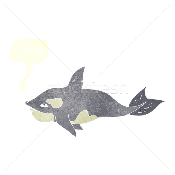 Cartoon moordenaar walvis tekstballon hand ontwerp Stockfoto © lineartestpilot
