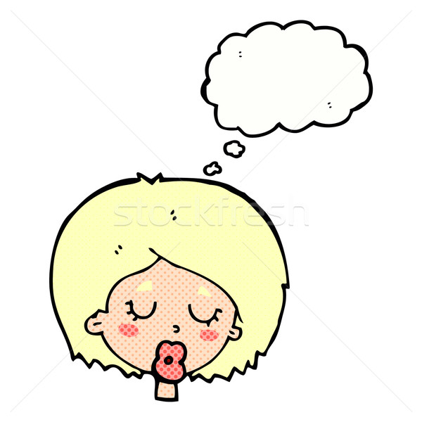 cartoon woman with eyes closed with thought bubble Stock photo © lineartestpilot