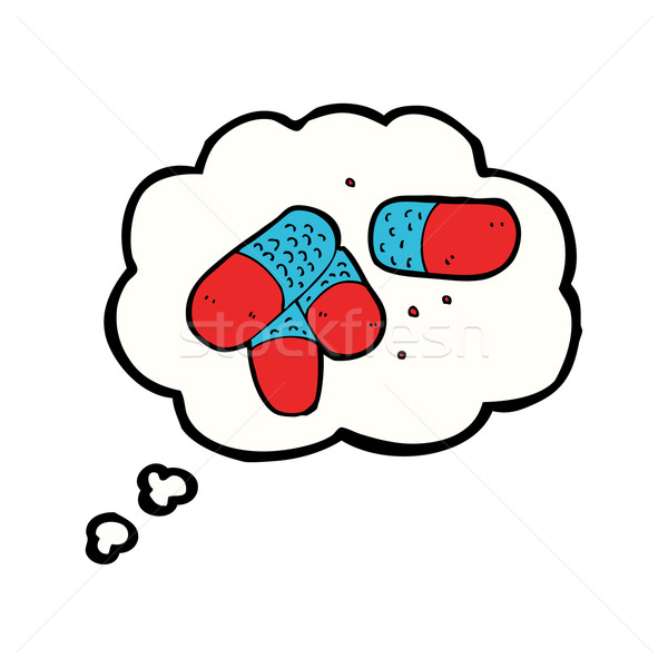 cartoon painkillers with thought bubble Stock photo © lineartestpilot