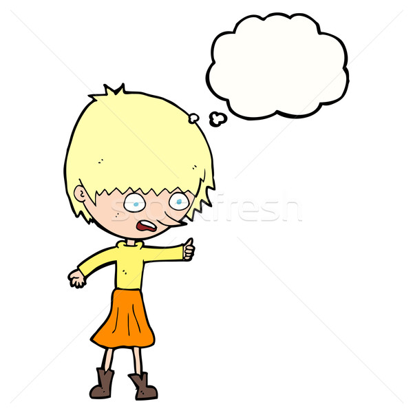 cartoon woman stressing out with thought bubble Stock photo © lineartestpilot