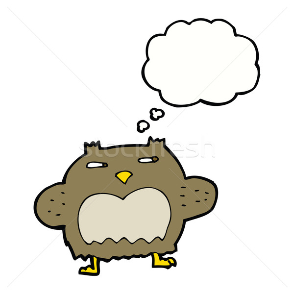 Cartoon подозрительный совы мысли пузырь стороны дизайна Сток-фото © lineartestpilot