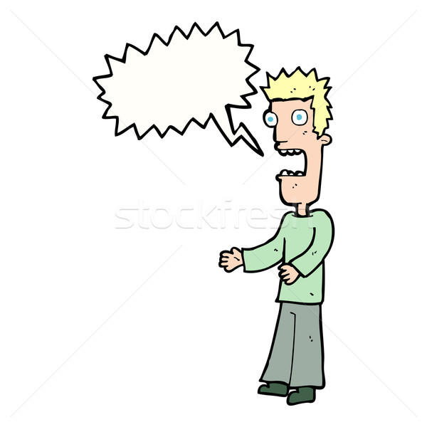 Stock photo: cartoon man freaking out with speech bubble