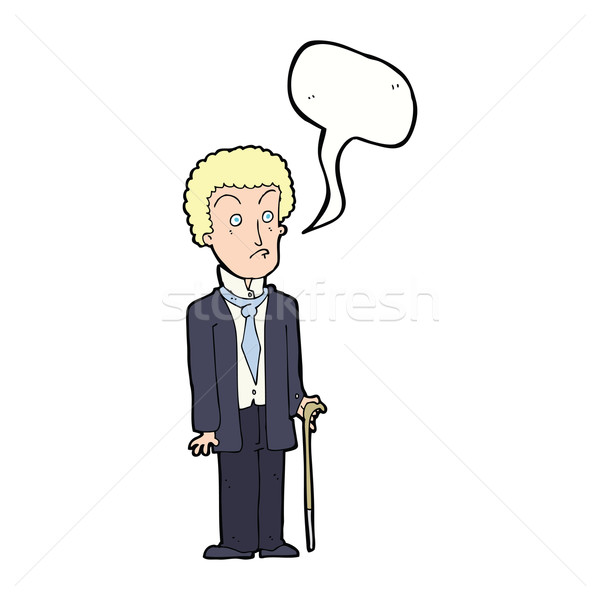 Karikatür mutsuz beyefendi konuşma balonu el adam Stok fotoğraf © lineartestpilot