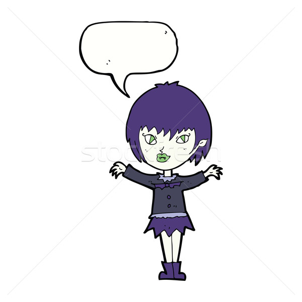 Cartoon вампир девушки речи пузырь женщину стороны Сток-фото © lineartestpilot