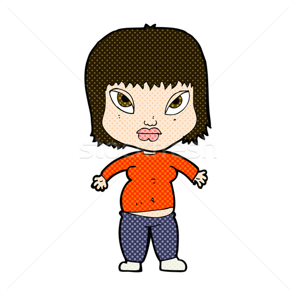 Komik karikatür kilolu kadın Retro Stok fotoğraf © lineartestpilot