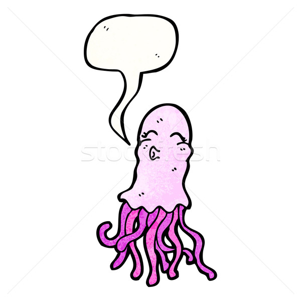Desen animat meduză vorbesc retro desen drăguţ Imagine de stoc © lineartestpilot