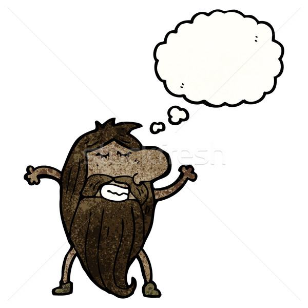 Cartoon nude hippie człowiek retro myślenia Zdjęcia stock © lineartestpilot
