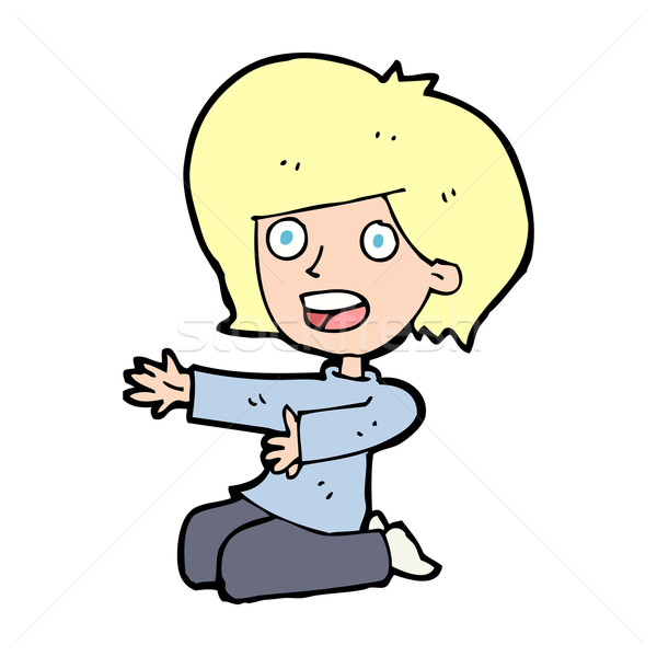 Cartoon geschokt vrouw hand ontwerp gek Stockfoto © lineartestpilot