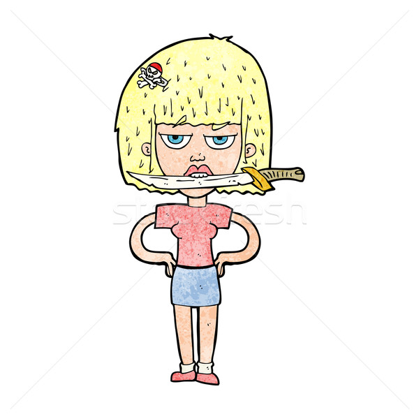 商业照片: 漫画 · 女子 ·刀· 牙齿 ·手· 设计