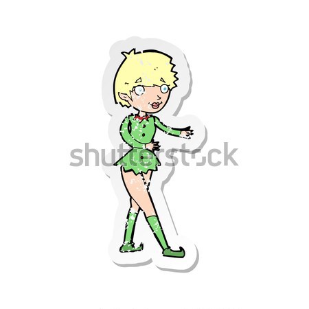 Stock photo: cartoon santa's helper woman