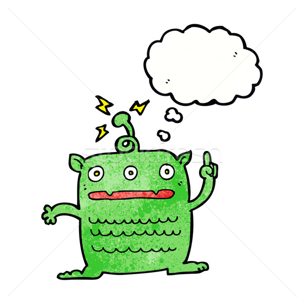 cartoon weird little alien with thought bubble Stock photo © lineartestpilot
