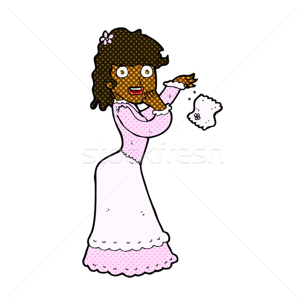 comic cartoon victorian woman dropping handkerchief Stock photo © lineartestpilot