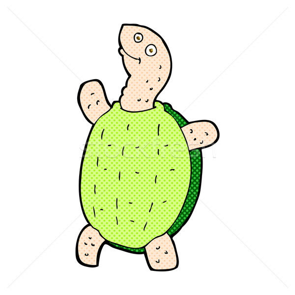 Komiks cartoon szczęśliwy żółwia retro komiks Zdjęcia stock © lineartestpilot