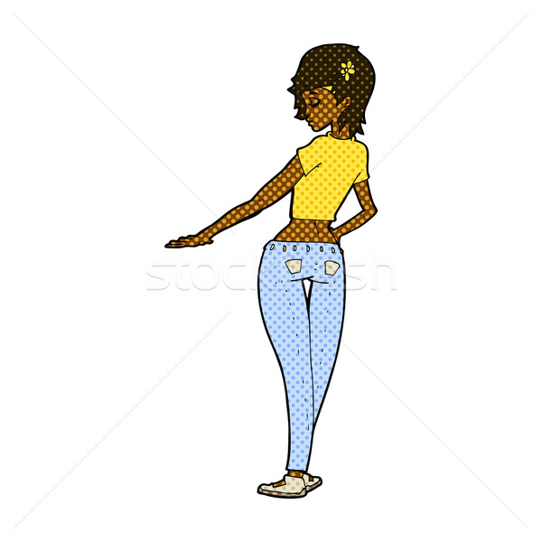 comic cartoon pretty girl in jeans and tee Stock photo © lineartestpilot
