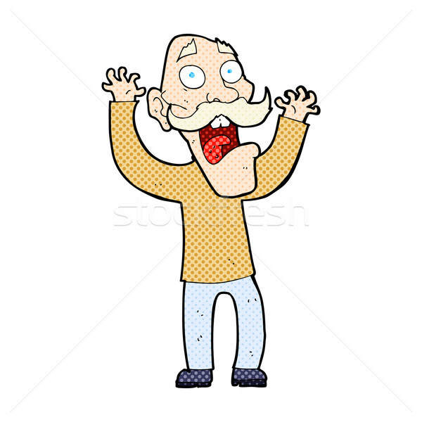 comic cartoon old man getting a fright Stock photo © lineartestpilot