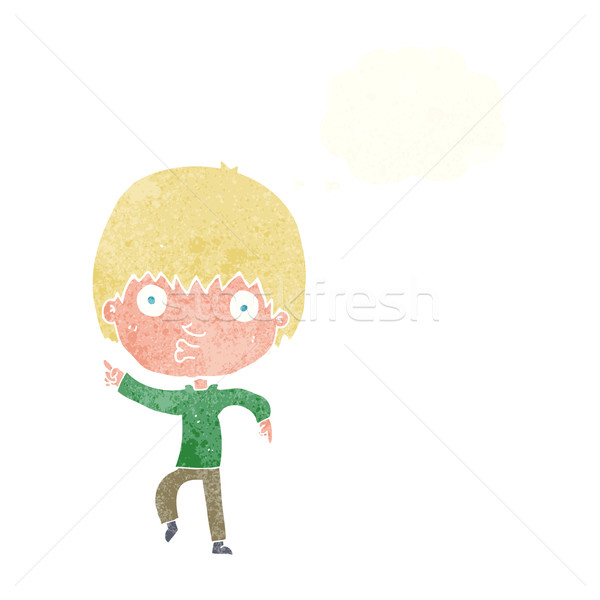 cartoon impressed boy pointing with thought bubble Stock photo © lineartestpilot