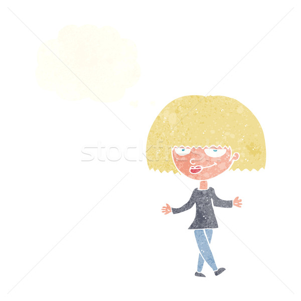 cartoon smug looking woman with thought bubble Stock photo © lineartestpilot