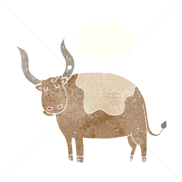 Cartoon ox bulle de pensée main design vache [[stock_photo]] © lineartestpilot