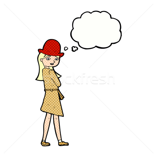 cartoon female spy with thought bubble Stock photo © lineartestpilot
