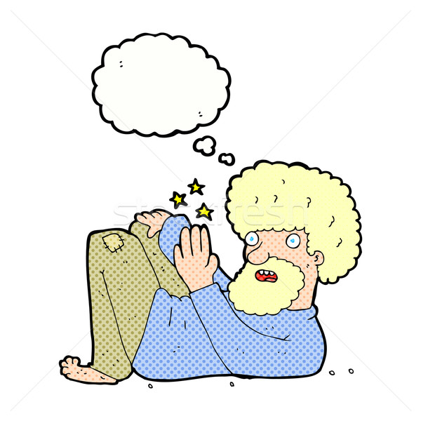 cartoon hippie man with thought bubble Stock photo © lineartestpilot