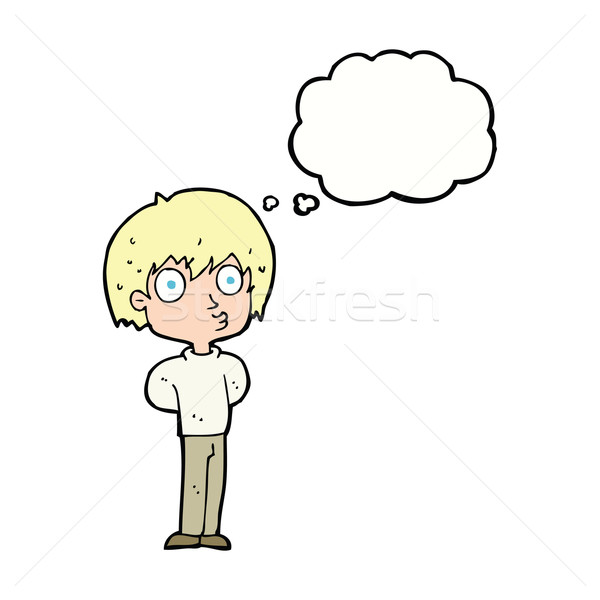 cartoon impressed boy with thought bubble Stock photo © lineartestpilot