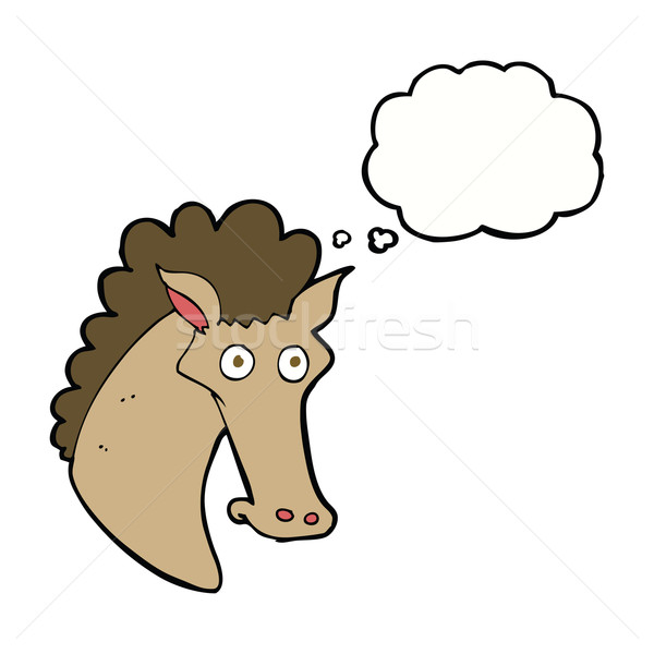 Cartoon caballo cabeza burbuja de pensamiento mano diseno Foto stock © lineartestpilot