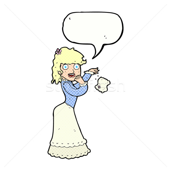 cartoon victorian woman dropping handkerchief with speech bubble Stock photo © lineartestpilot