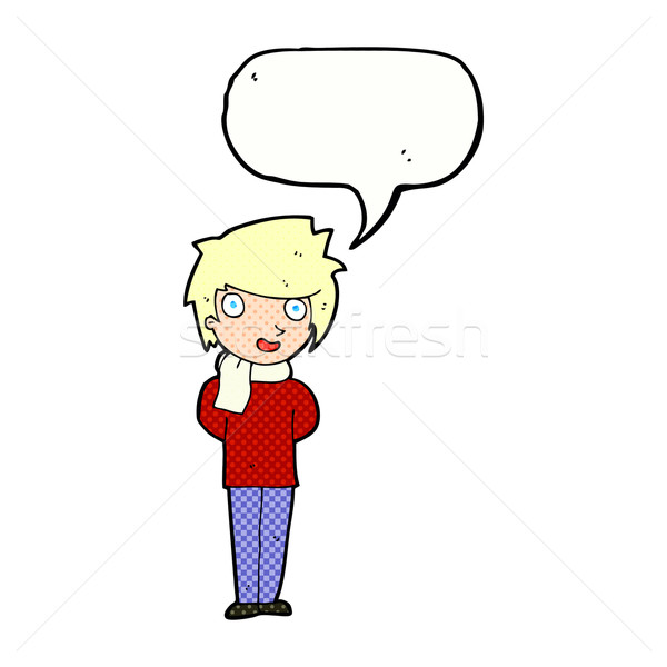 Cartoon дружественный человека речи пузырь стороны дизайна Сток-фото © lineartestpilot