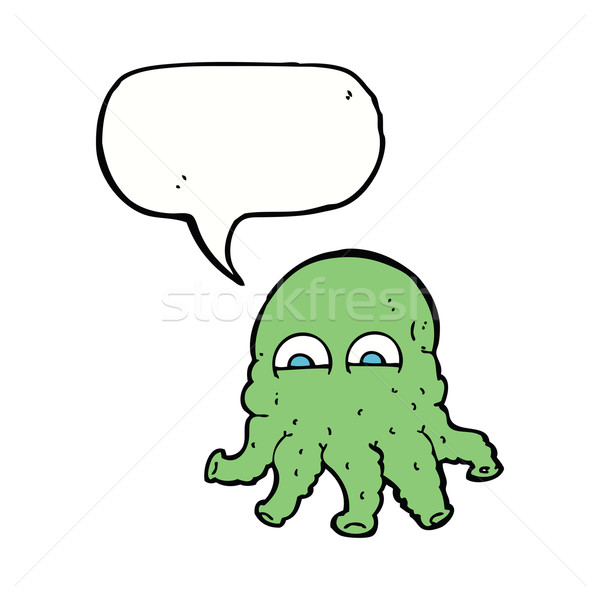 cartoon alien squid face with speech bubble Stock photo © lineartestpilot