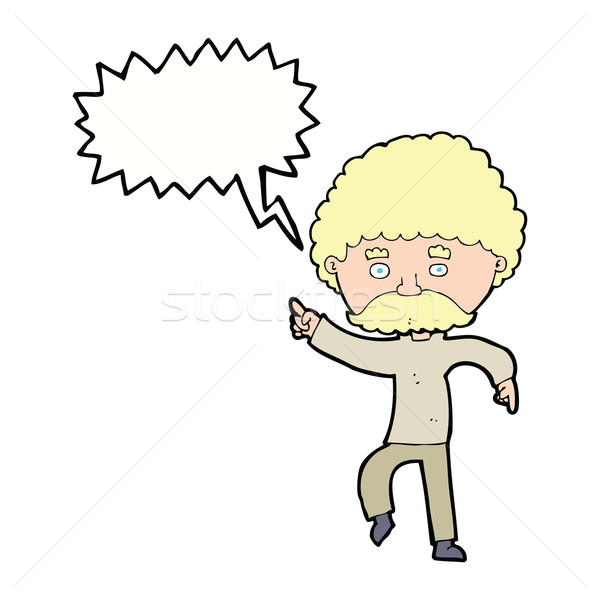cartoon seventies style man disco dancing with speech bubble Stock photo © lineartestpilot